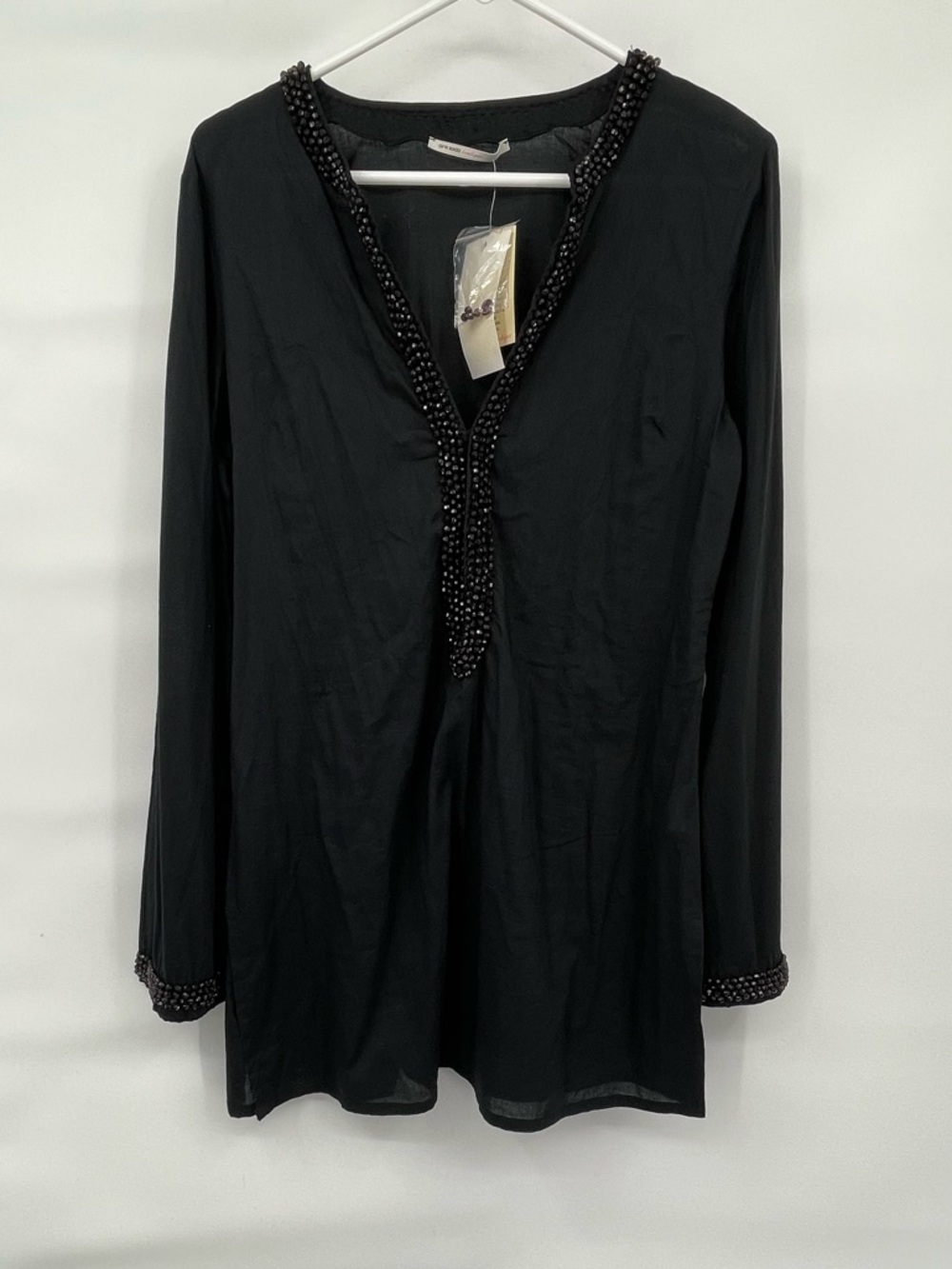 Pink Soda NWT black studded collar long sleeve cotton dress